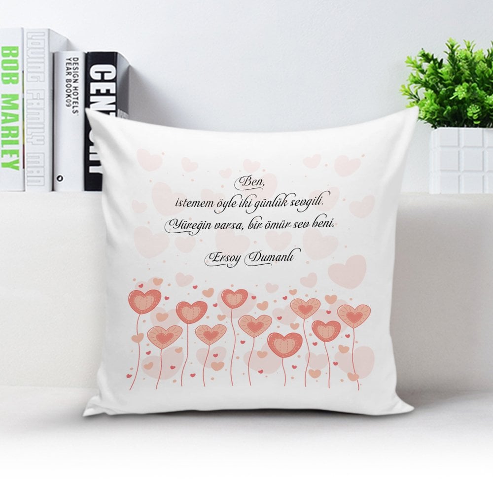 Kişiye Özel Sevgi Sözcüklü Beyaz Yastık Kılıfı - 7