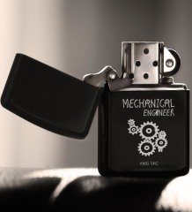 Kişiye Özel Mesleki Makina Mühendisi Benzinli Siyah Metal Çakmak - 1