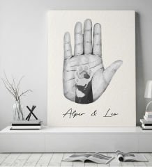 BK Gift Kişiye Özel İsimli El ve Pati Tasarımlı Siyah Beyaz Kanvas Tablo-1 50x70, Ev Dekorasyonu, Arkadaşa Hediye