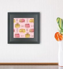 BK Gift Kek Tasarımlı Ahşap Çerçeveli Taş Duvar Dekoru-1