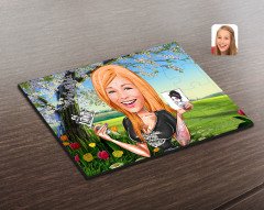 Kişiye Özel Kadın Dövme Sanatçısı Karikatürlü Ahşap Puzzle-1