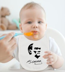 BK Kids Atatürk Temalı Beyaz Bebek Body Zıbın ve Mama Önlüğü Hediye Seti-24