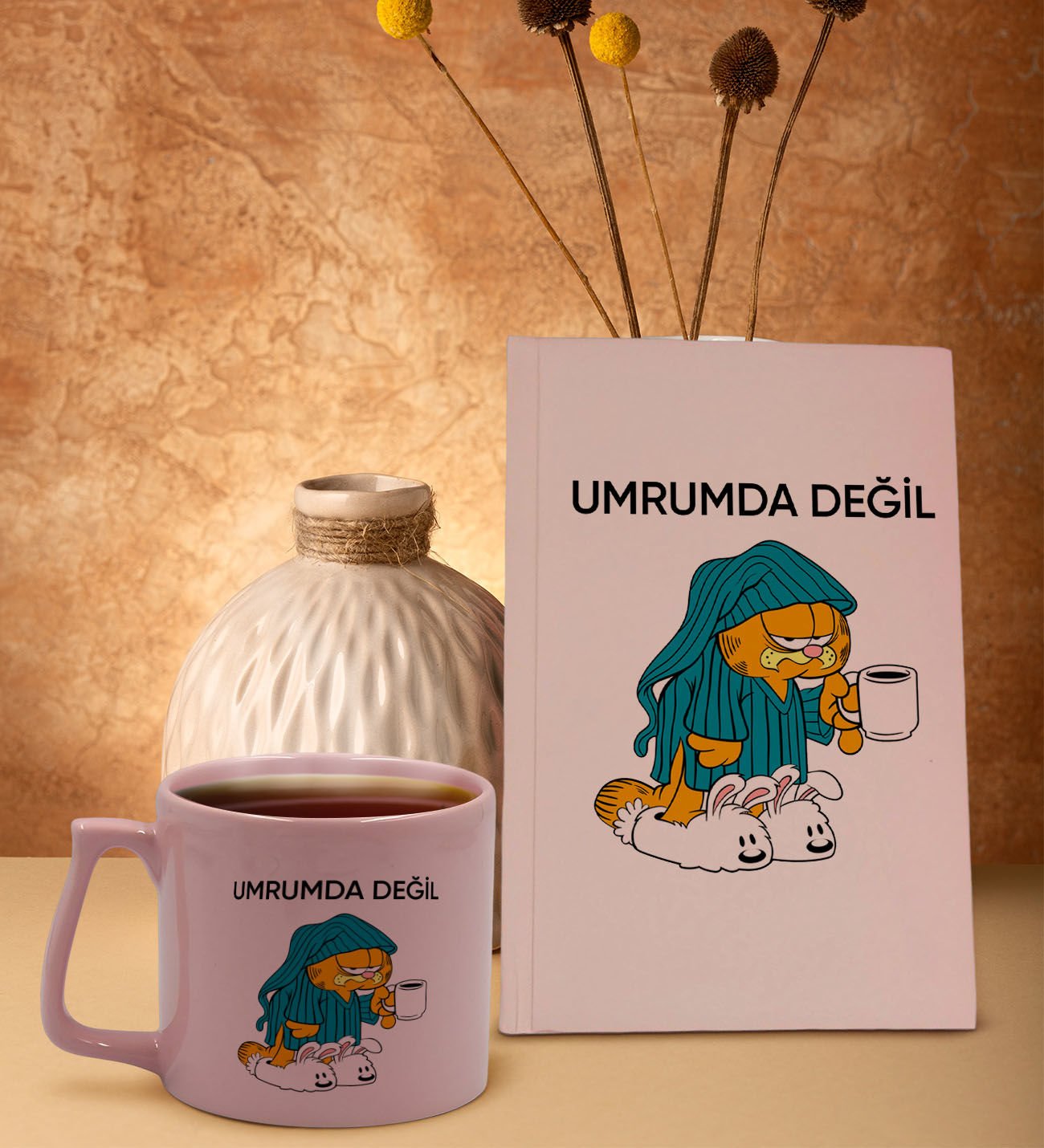 BK Gift Pudra Pembesi Sert Kapaklı Defter ve Middle Kupa Seti, Arkadaşa Hediye, Yeni İş Hediyesi, Doğum Günü Hediyesi-12