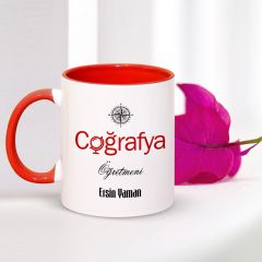 Kişiye Özel Mesleki Coğrafya Öğretmeni Kırmızı Kupa Bardak