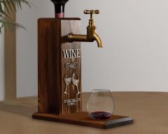 BK Gift Kişiye Özel Kabartma İsimli Musluklu Ceviz Ahşap Şarap Standı, Şarap Çeşmesi, Doğum Günü Hediyesi, Ev Hediyesi, İçecek Dispenseri-5
