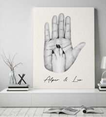 BK Gift Kişiye Özel İsimli El ve Pati Tasarımlı Siyah Beyaz Kanvas Tablo-2 50x70, Ev Dekorasyonu, Arkadaşa Hediye
