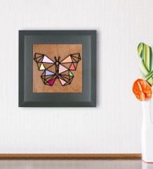 BK Gift Kelebek Tasarımlı Ahşap Çerçeveli Taş Duvar Dekoru-1