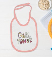 BK Kids Girl Power Tasarımlı Pembe Bebek Body Zıbın ve Mama Önlüğü Hediye Seti-1