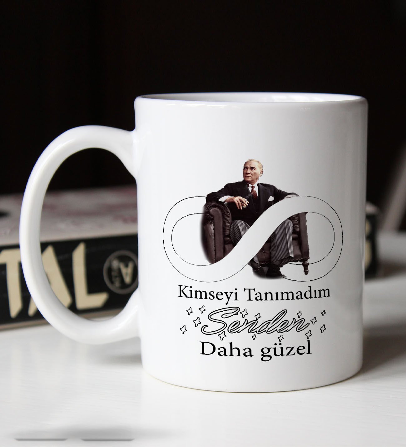 BK Gift Kimseyi Tanımadım Ben Atatürk Temalı Beyaz Kupa Bardak-2, Arkadaşa Hediye , Doğum Günü Hediyesi