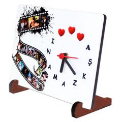 Sublimasyon Ahşap Ayaklı HDF Saat 14x19,5 cm