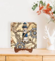 BK Gift Denizcilik Tasarımlı Ahşap Standlı Puzzle Çerçeve-2