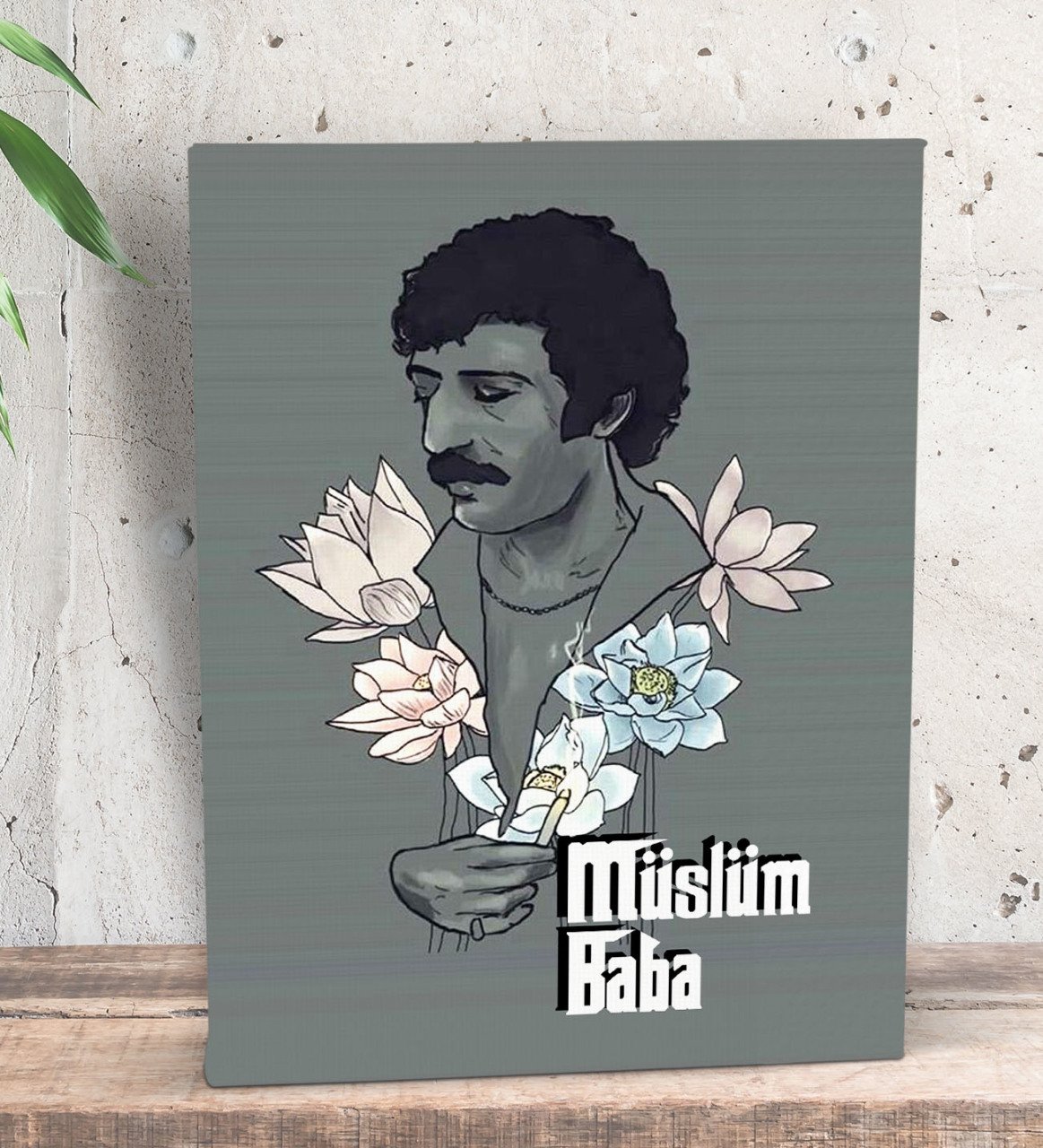 BK Gift Müslüm Baba Tasarımlı Dekoratif Mini Kanvas Tablo 15x20cm-1