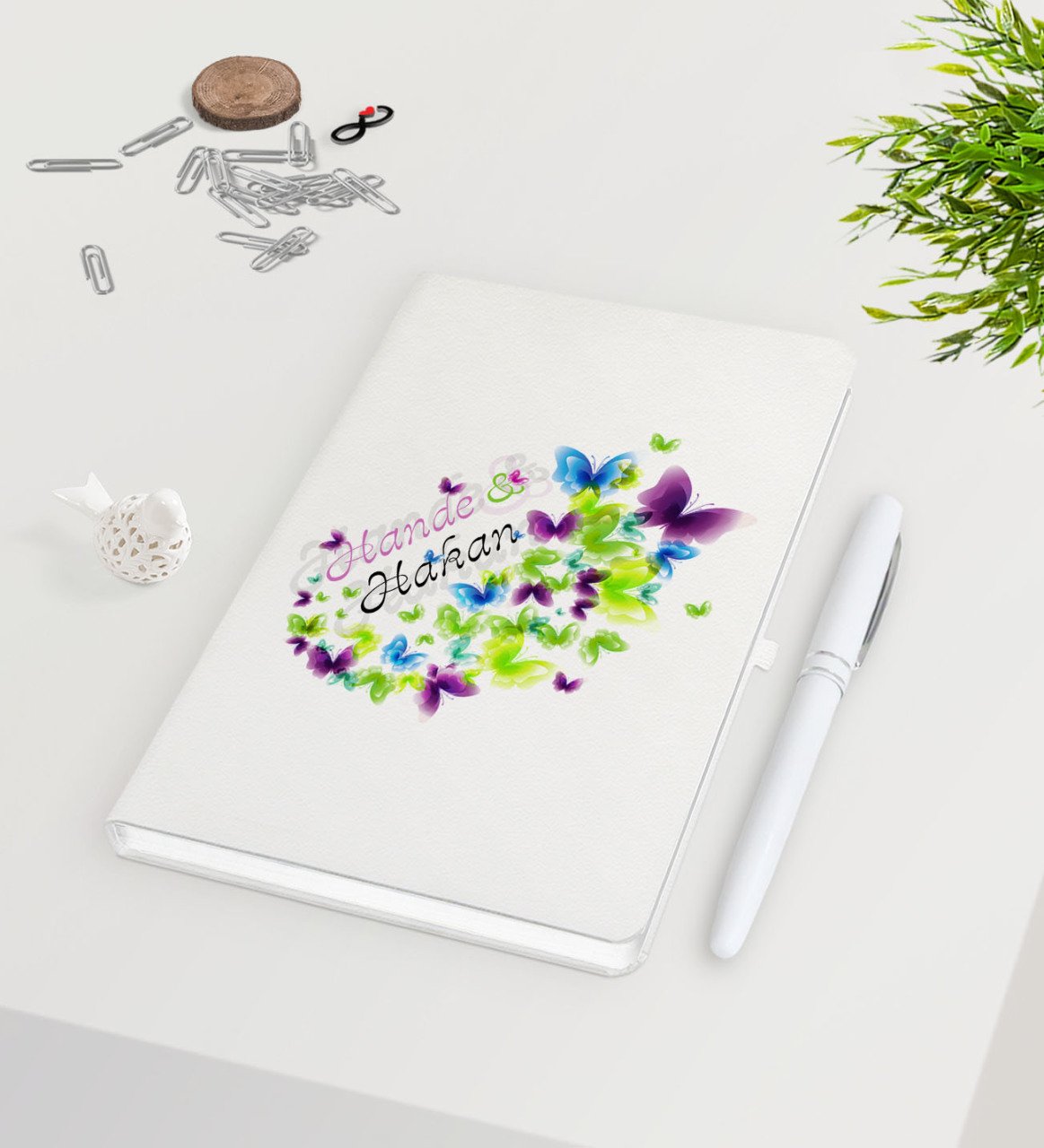 Kişiye Özel Sevgililer Günü Beyaz Defter Kalem Seti-10