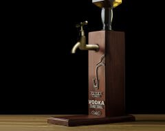BK Gift Kişiye Özel Kabartma İsimli Musluklu Ceviz Ahşap Vodka Standı, Vodka Çeşmesi, Doğum Günü Hediyesi, Ev Hediyesi, İçecek Dispenseri-2