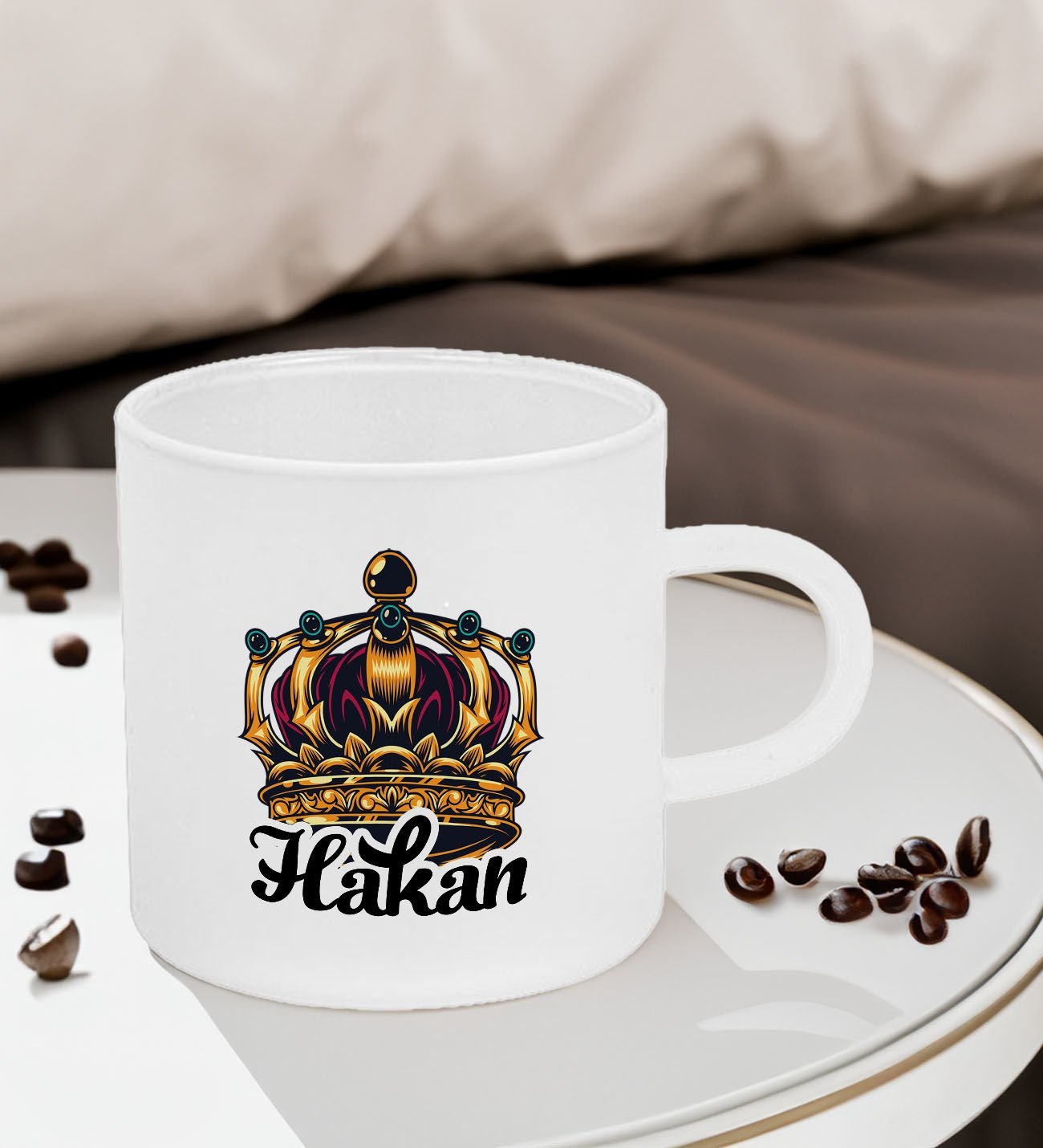BK Gift Kişiye Özel İsimli Kral Tacı Tasarımlı Türk Kahvesi Fincanı Sevgiliye Hediye, Arkadaşa Hediye, Anneye Hediye, Ofis Hediyesi