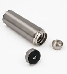 BK Gift Kişiye Özel Babalar Günü Tasarımlı Filtreli Dijital Göstergeli Gümüş Çelik Termos-3, Babaya Hediye, Babalar Günü Hediyesi