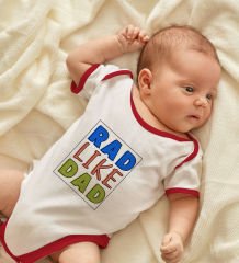 BK Kids Rad Like Dad Tasarımlı Kırmızı Bebek Body Zıbın-1