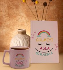 BK Gift Pudra Pembesi Sert Kapaklı Defter ve Middle Kupa Seti, Arkadaşa Hediye, Yeni İş Hediyesi, Doğum Günü Hediyesi-17