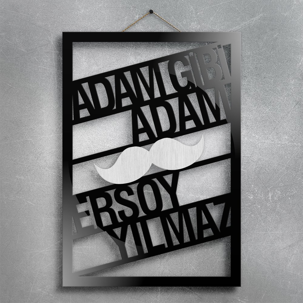 Kişiye Özel İsimli Adam Gibi Adam Ahşap Duvar Panosu - 1