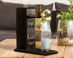 BK Gift Kişiye Özel Kabartma İsimli Musluklu Siyah(Ebony) Ahşap Rakı Standı, Rakı Çeşmesi, Doğum Günü Hediyesi, Ev Hediyesi, İçecek Dispenseri-1