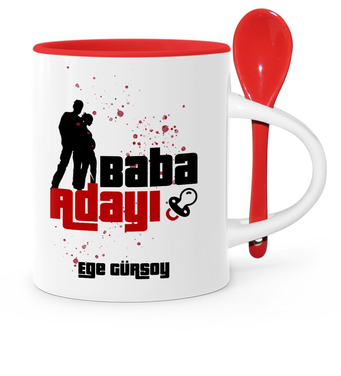 Babalar Gününe Özel Baba Adayı Kırmızı Kaşıklı Kupa Bardak - 3