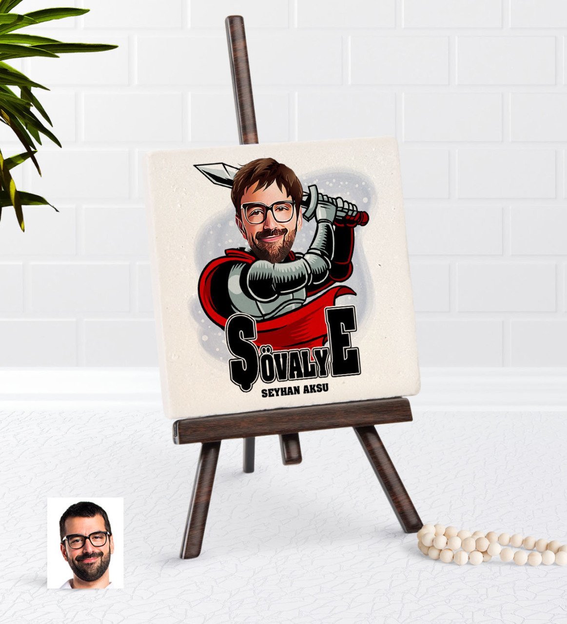 Kişiye Özel Şövalye Karikatürlü Şovaleli Doğal Taş-1