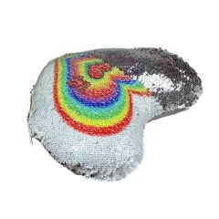 Sublimasyon Sihirli Kalp Yastık - Gümüş/Beyaz