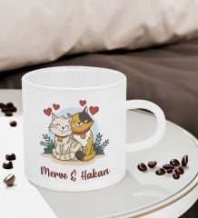 BK Gift Kişiye Özel İsimli Sevimli Çift Tasarımlı Türk Kahvesi Fincanı-3, Sevgiliye Hediye, Arkadaşa Hediye, Anneye Hediye, Ofis Hediyesi
