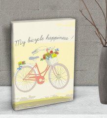 BK Gift My Bicycle Happiness Tasarımlı Dekoratif Mini Kanvas Tablo 15x20cm-1