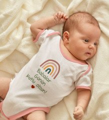 BK Kids İlk Babalar Günün Kutlu Olsun Tasarımlı Pembe Bebek Body Zıbın-1