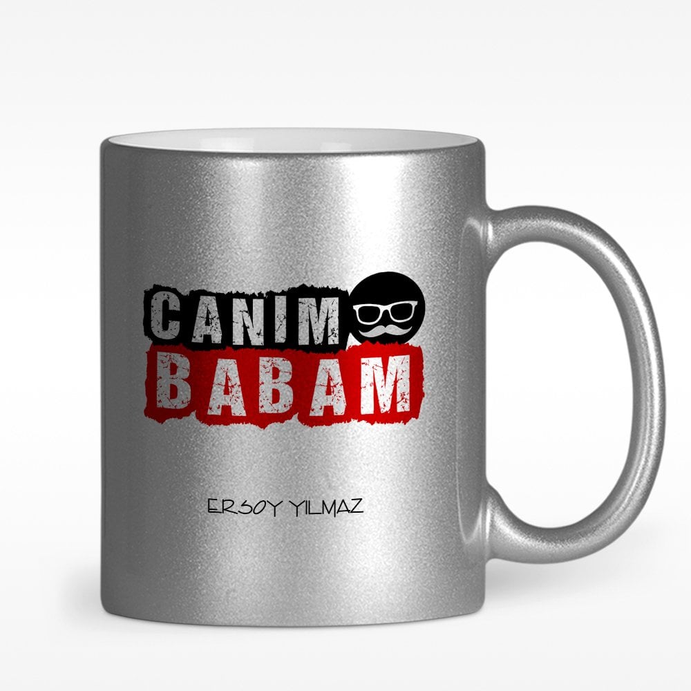 Kişiye Özel Canım Babam Tasarımlı Gümüş Yaldızlı Kupa Bardak - 5