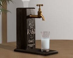 BK Gift Kişiye Özel Kabartma İsimli Musluklu Siyah(Ebony) Ahşap Rakı Standı, Rakı Çeşmesi, Doğum Günü Hediyesi, Ev Hediyesi, İçecek Dispenseri-3