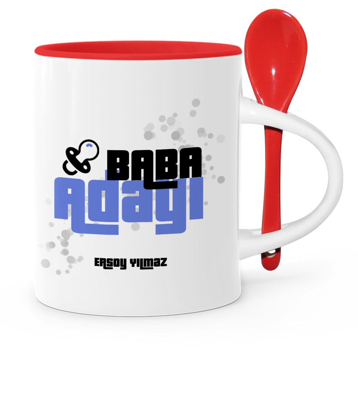 Babalar Gününe Özel Baba Adayı Kırmızı Kaşıklı Kupa Bardak - 5