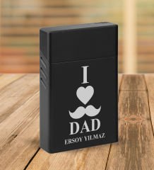 BK Gift Kişiye Özel İsimli Baba Temalı Siyah Türk Kahvesi Fincanı&Metal Kalem&Çakmak&Sigara Kutusu Hediye Seti-1, Babaya Hediye, Babalar Günü Hediyeleri