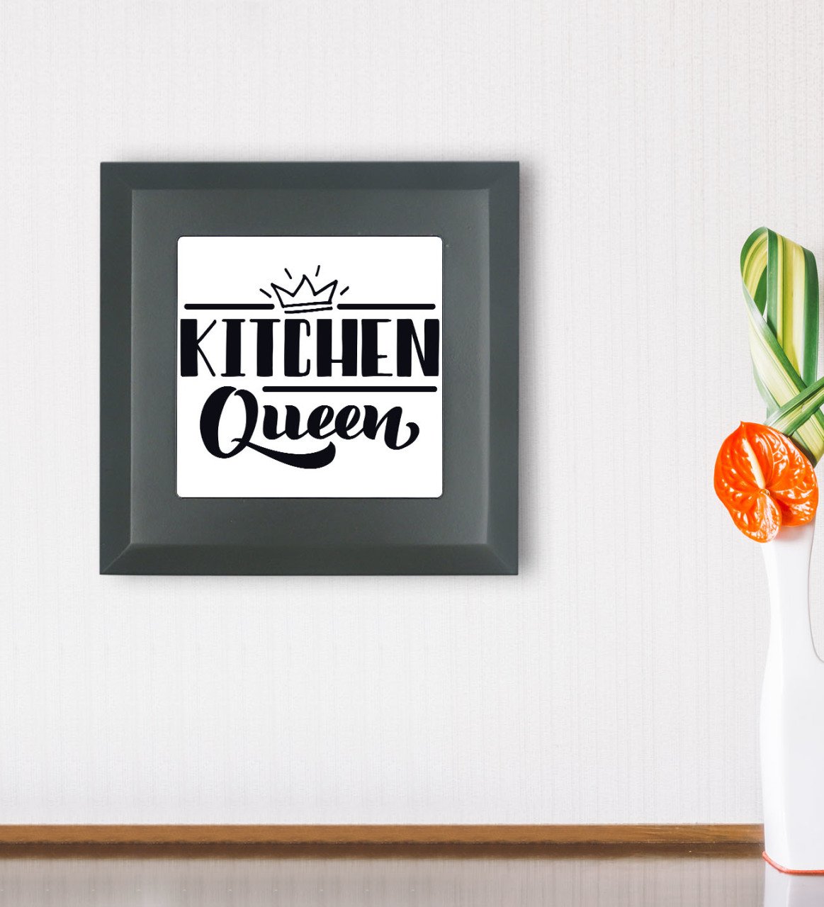 BK Gift Kitchen Queen Tasarımlı Ahşap Çerçeveli Taş Duvar Dekoru-1