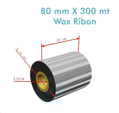 ''Ribbon'' WX-10FBK (Standart Wax) **80mm x 300m** 1 inç Outside