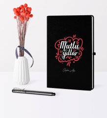 Kişiye Özel Yılbaşı Mutlu Yıllar Temalı Siyah Defter Kalem Seti - 3