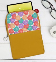 Kişiye Özel Sevgililer Karikatürlü Taşınabilir Koruyucu Tablet Kılıfı & Organizer Çanta - Sarı-55