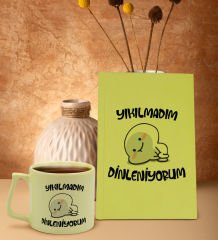 BK Gift Sarı Sert Kapaklı Defter ve Middle Kupa Seti, Arkadaşa Hediye, Yeni İş Hediyesi, Doğum Günü Hediyesi-1