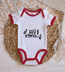 BK Kids Riv Riv Etma Tasarımlı Kırmızı Bebek Body Zıbın-1