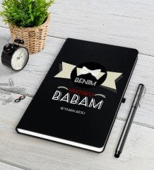 Kişiye Özel Benim Yakışıklı Babam Siyah Defter Kalem Seti