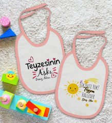 BK Kids Kişiye Özel Teyze Tasarımlı 2’li Pembe Mama Önlüğü-3