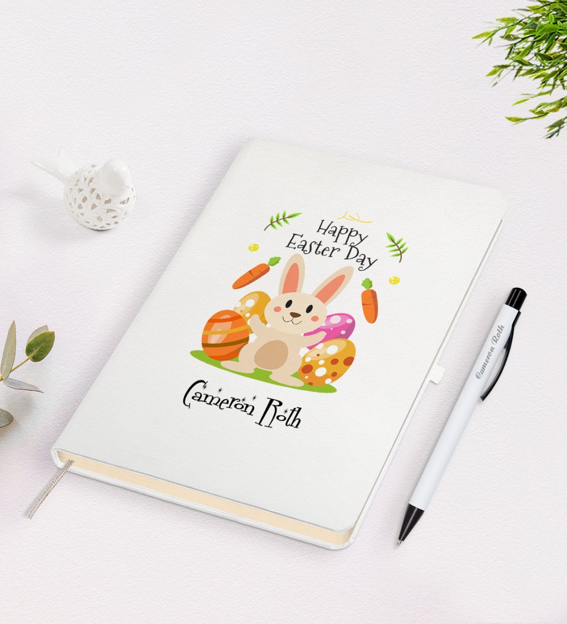 Kişiye Özel Paskalya Bayramı Beyaz Defter ve Kalem Seti-1