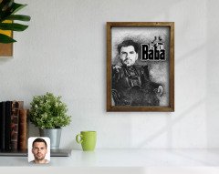 Kişiye Özel Godfather Baba Karikatürlü Doğal Masif Ahşap Çerçeveli Tablo-22