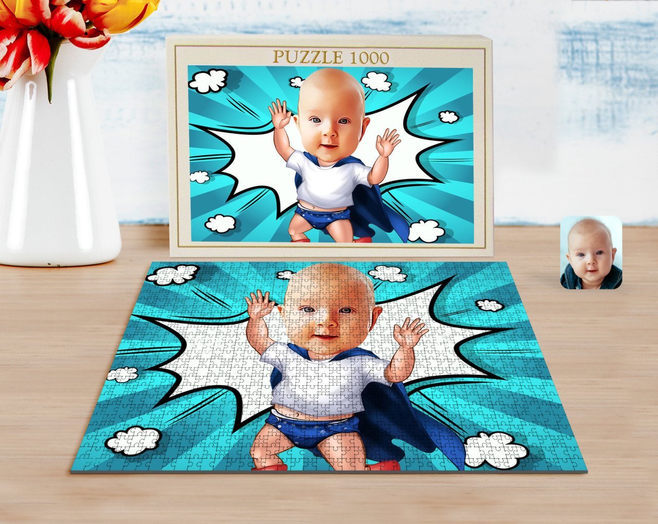 Kişiye Özel Bebek Karikatürlü 1000 Parça Profesyonel Puzzle-3