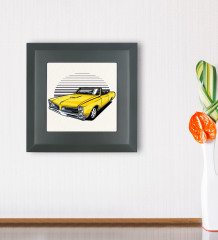 BK Gift Klasik Araç Tasarımlı Ahşap Çerçeveli Taş Duvar Dekoru-1