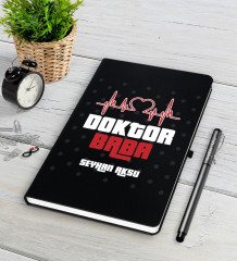 Kişiye Özel Doktor Baba Siyah Defter Kalem Seti-2