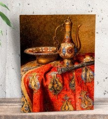 BK Gift Osmanlı İbrik Tasarımlı Dekoratif Mini Kanvas Tablo 15x20cm-1