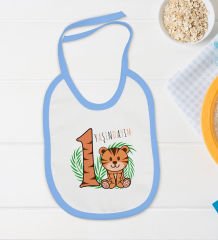 BK Kids 1 Yaşındayım Tasarımlı Mavi Bebek Body Zıbın ve Mama Önlüğü Hediye Seti-2