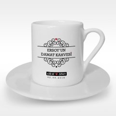 Kişiye Özel Damat Kahvesi Tasarımlı Türk Kahvesi Fincanı - 6